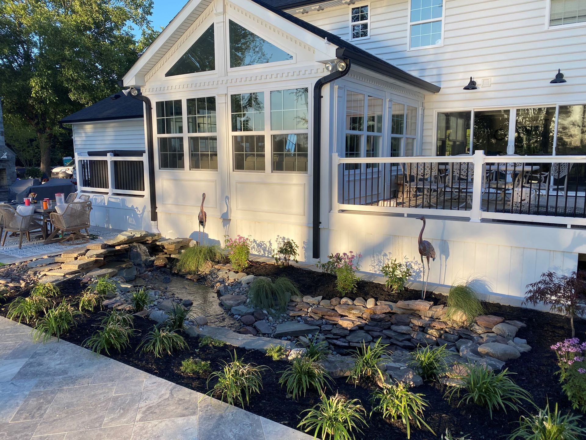 Pool house with landscape