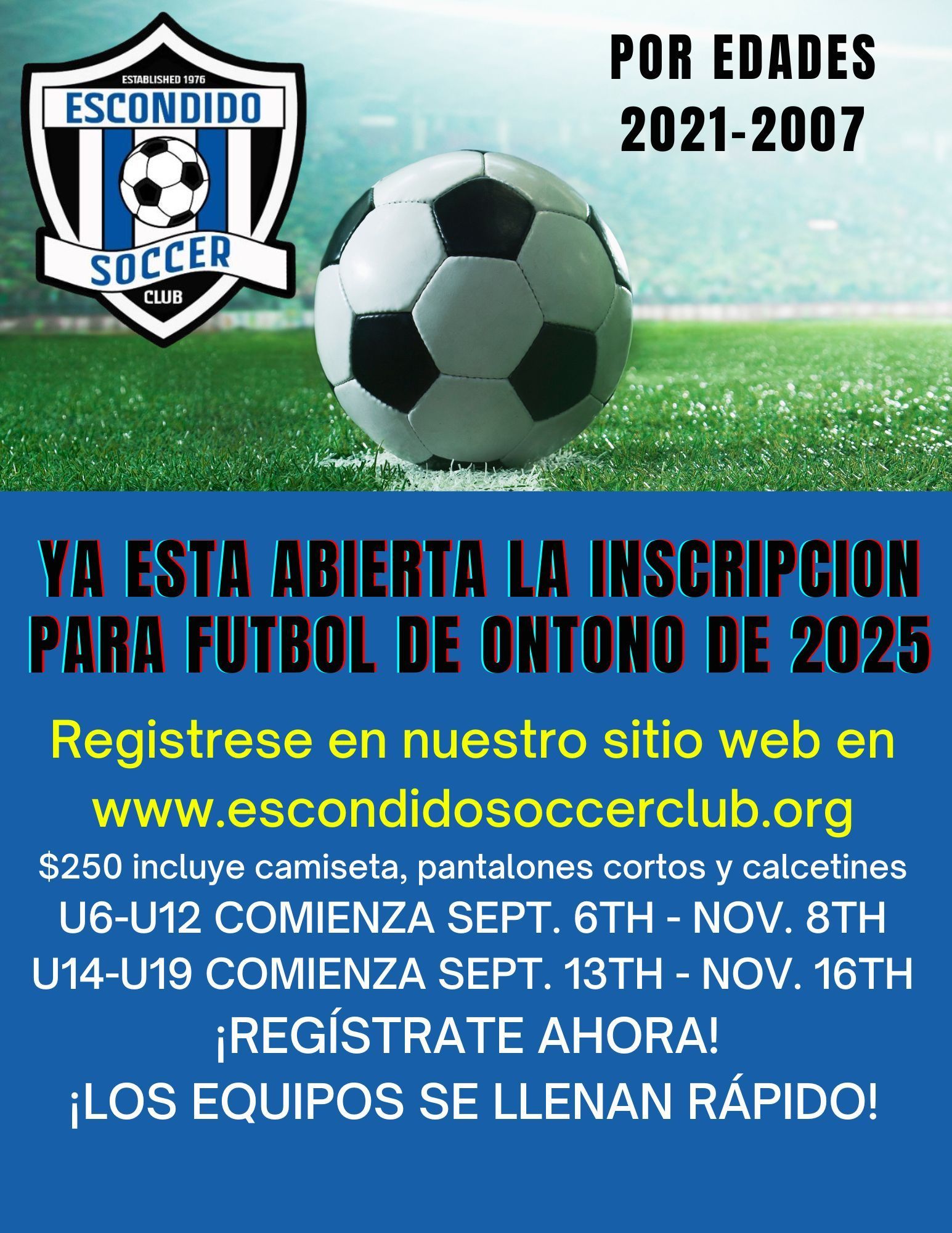 Fall 2025 Soccer Registration Flyer