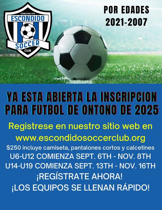 Fall 2025 Soccer Registration Flyer