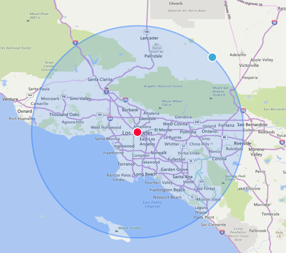 A map of our service area in and around the Los Angeles and Long Beach area