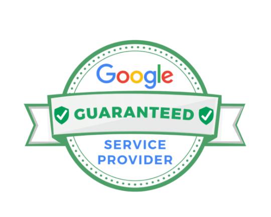 Google Guaranteed Service Provider badge in green, white, and blue with shield icons