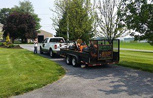 Hower landscaping service truck
