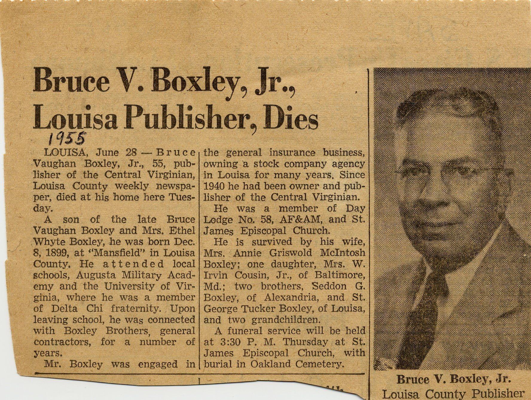 News article about Bruce Vaughn Boxley Jr's death