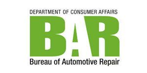 Department of Consumer Affairs BAR logo in green and black for Bureau of Automotive Repair