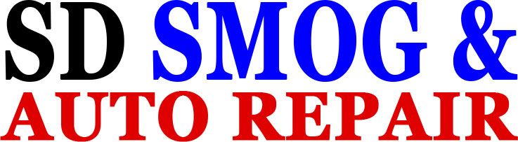 SD Smog & Auto Repair logo in black, blue, and red text