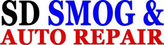 SD Smog & Auto Repair logo in black, blue, and red text