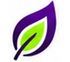 Stylized purple and green leaf logo on a white background.