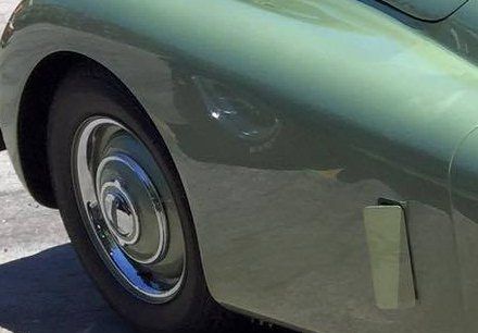 Closeup view of classic car fender