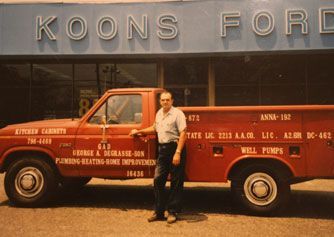 George Sr. and 1st plumbing truck (circa 1981)