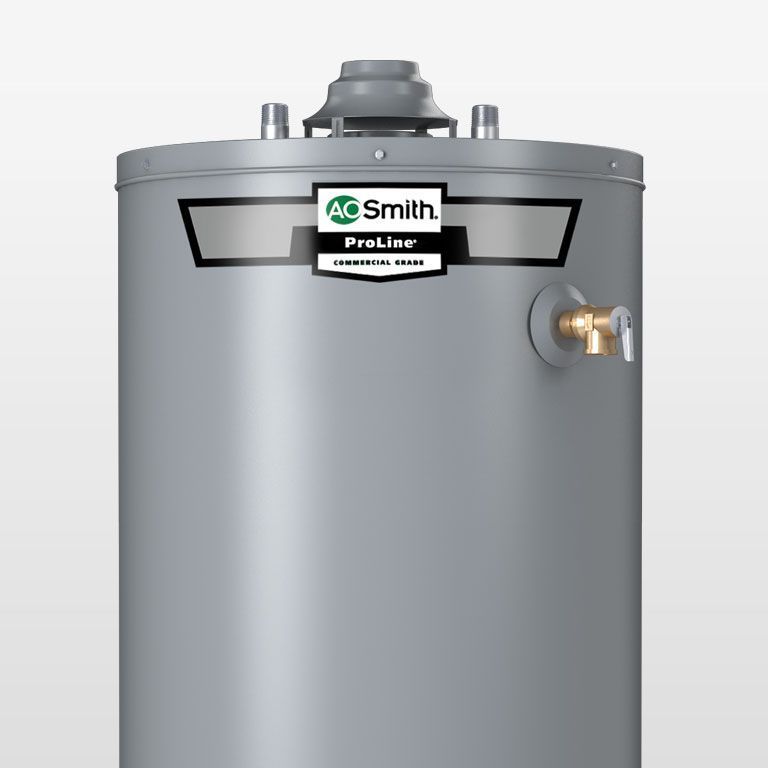 A gray ac smith water heater on a white background