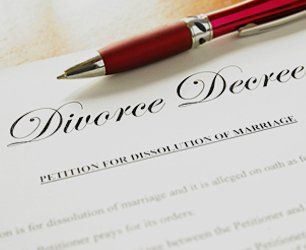 Pen over divorce decree document