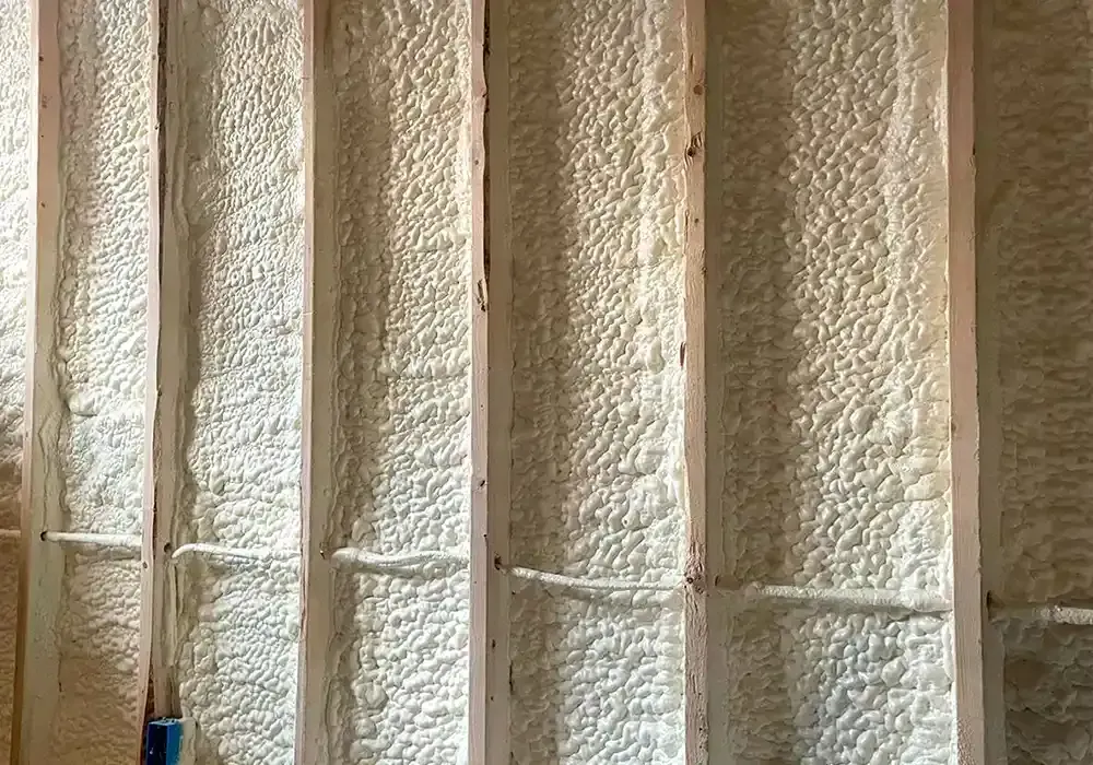 A wall with a lot of foam on it.