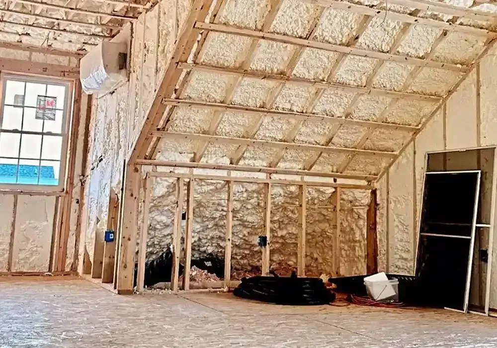 A room with a lot of foam on the ceiling and walls.