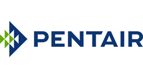Pentair logo: blue and green geometric shape with the word
