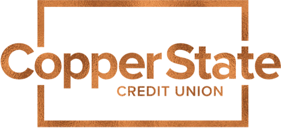 Copper State Credit Union logo in copper with a box around the words.