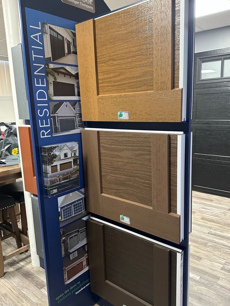Display of residential garage door samples