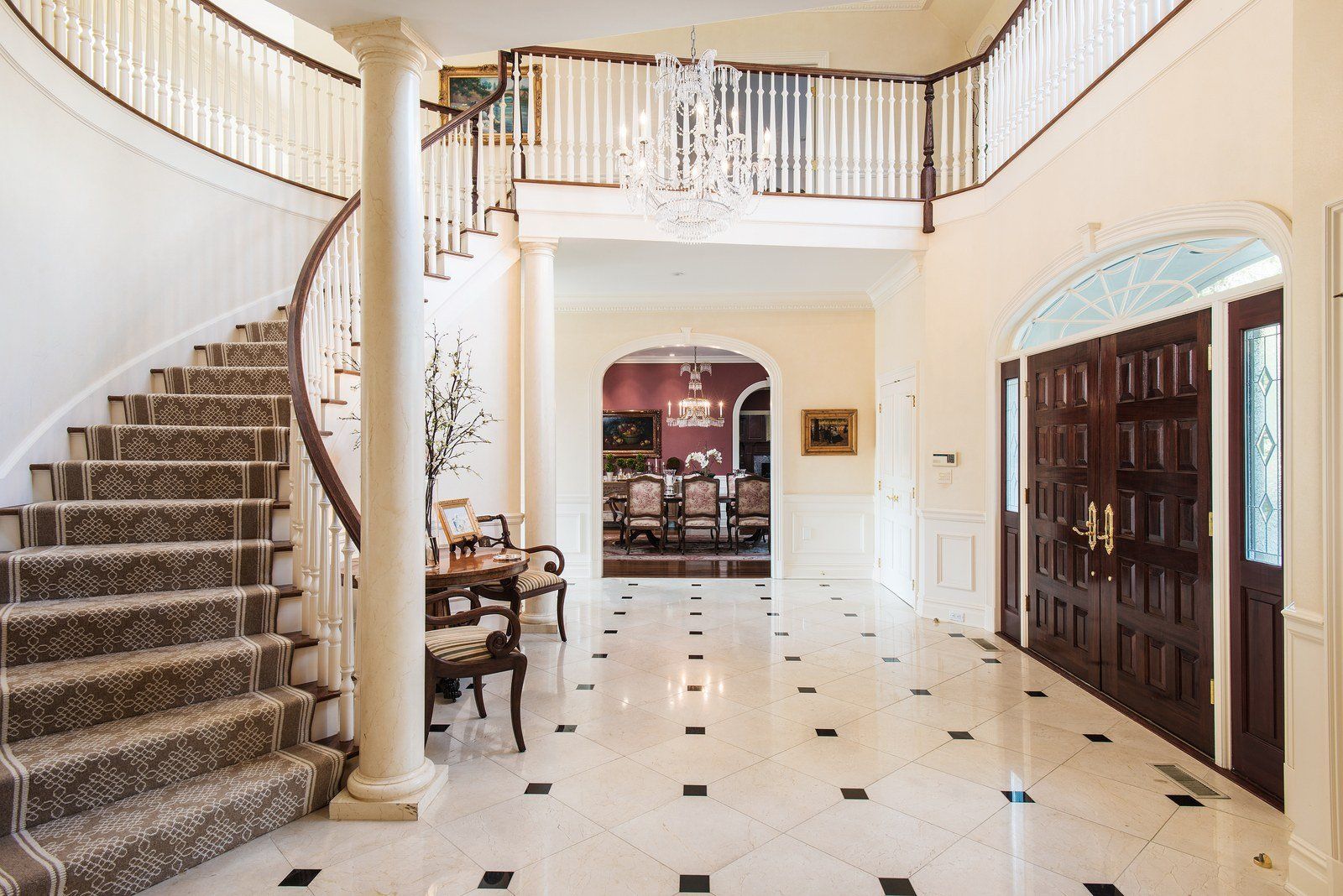 Grand staircase entry foyer