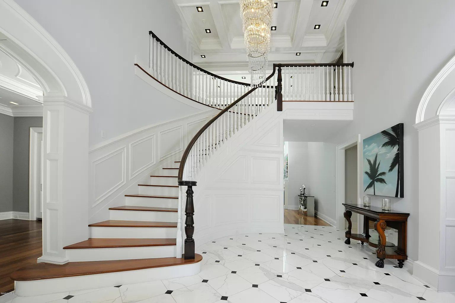 Foyer with spiral staircase
