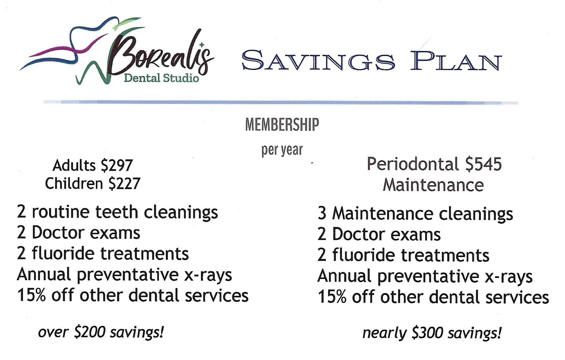A dental savings plan for adults and children