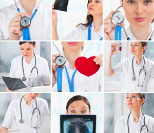 Doctor doing different steps of heart check up