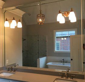 Custom mirror in bathroom