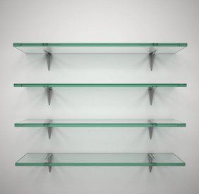 Glass shelves on wall