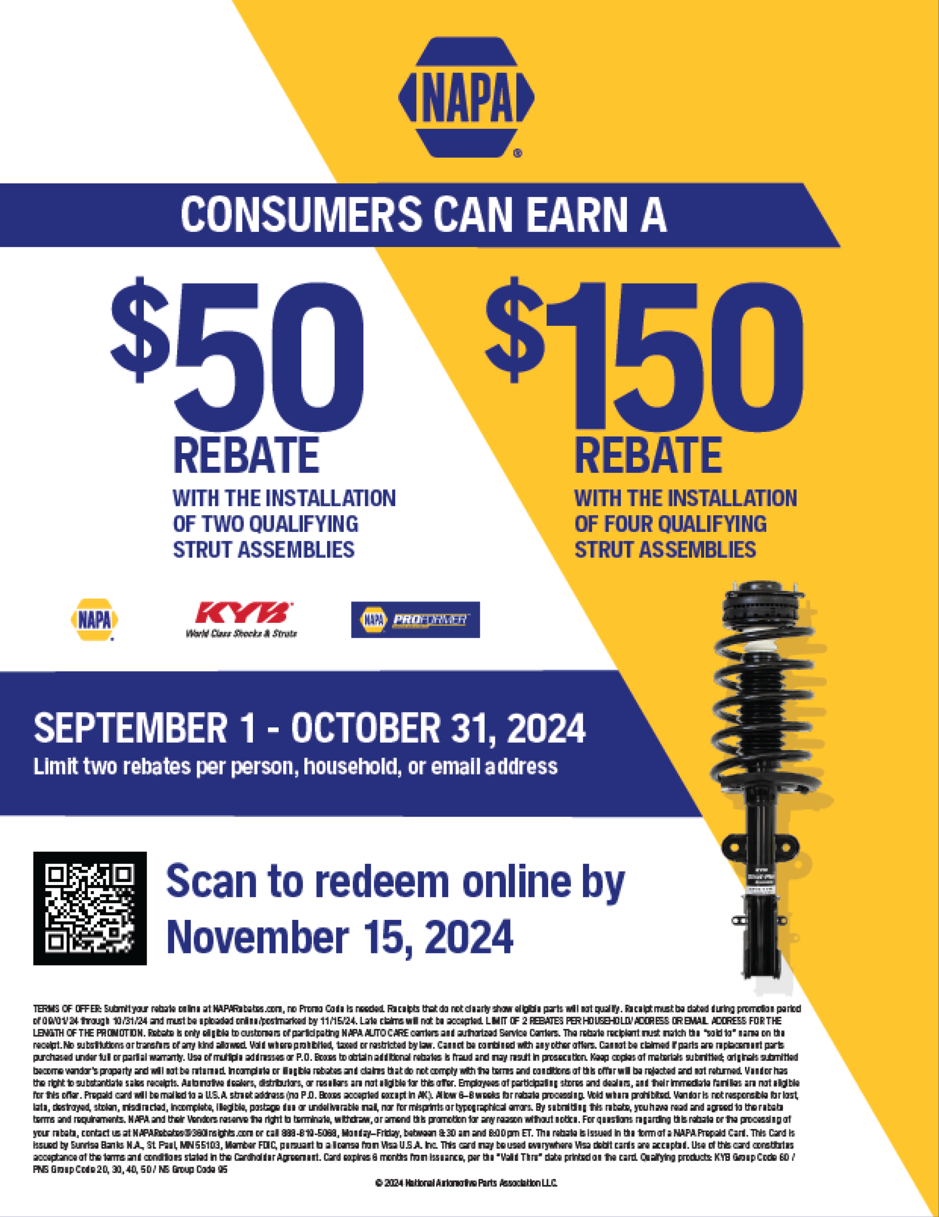 NAPA Consumer Rebates Promotion