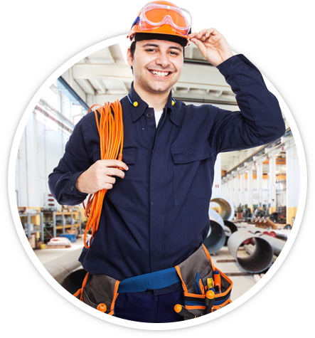 Electrician with orange hat