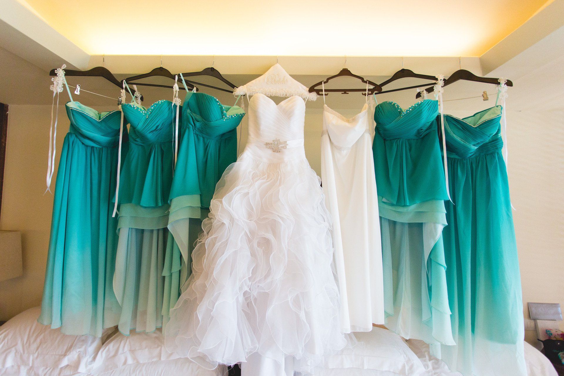 Wedding gown and bridesmaid's dresses