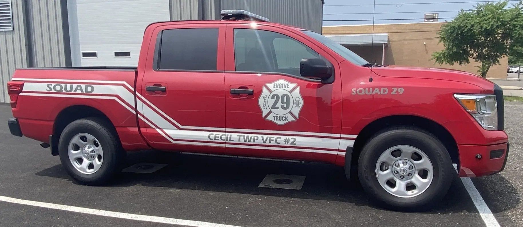 Back of the red fire truck