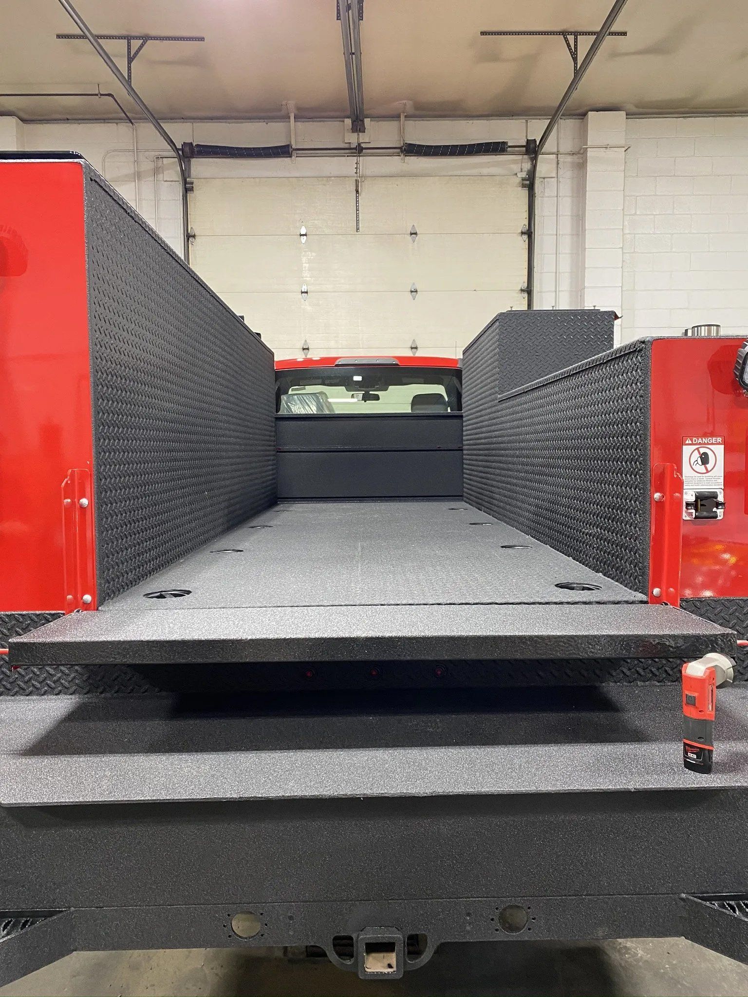 Sprayed flatbed truck