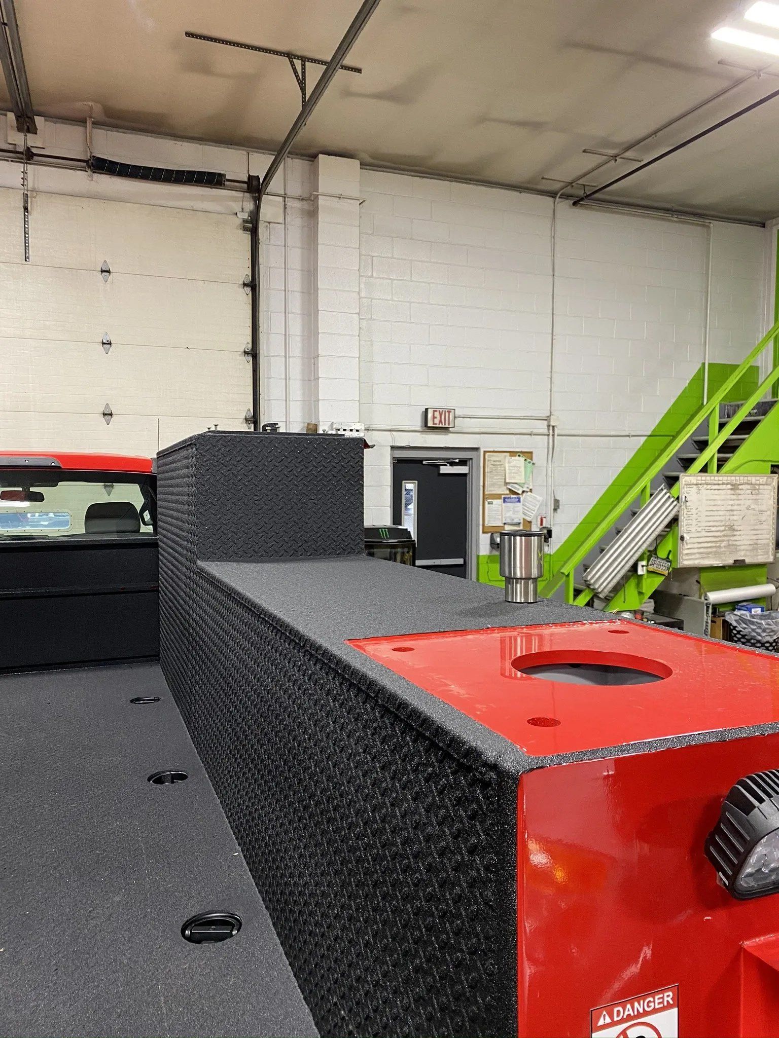 Sprayed flatbed truck