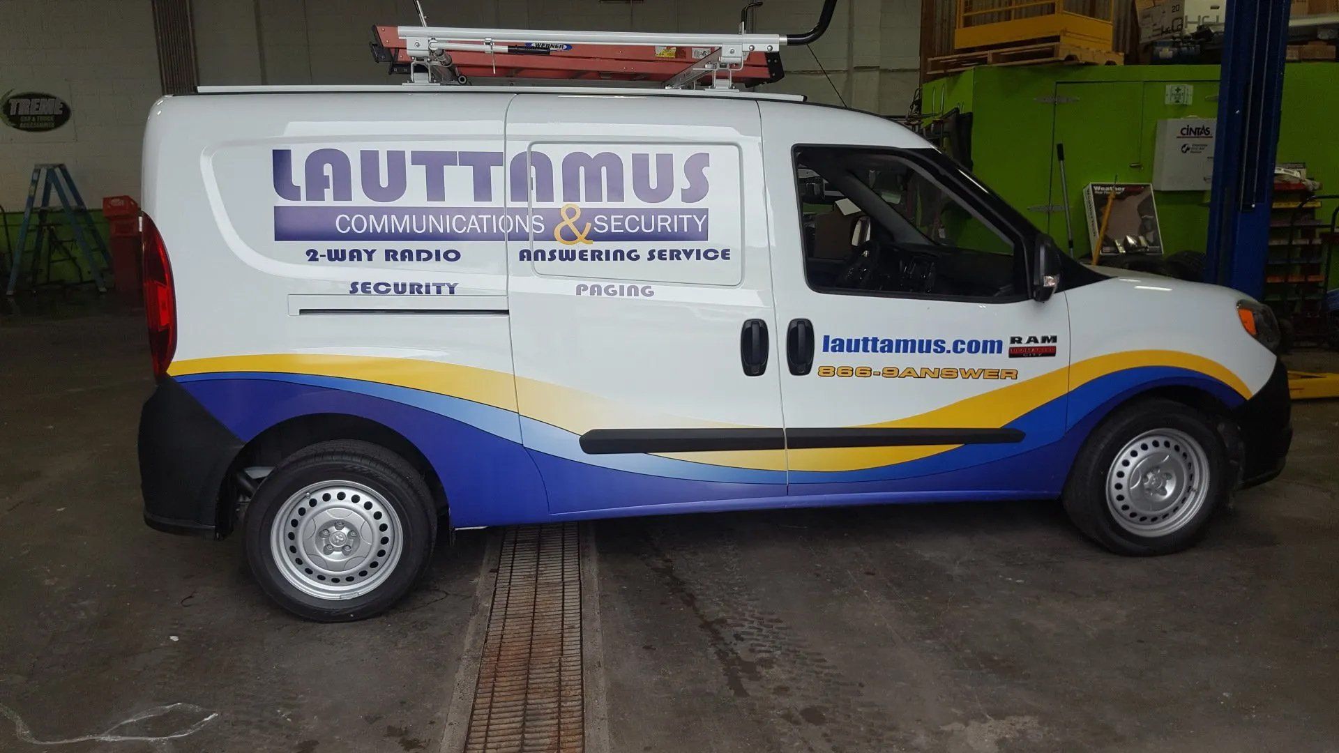 Security logo on a white van