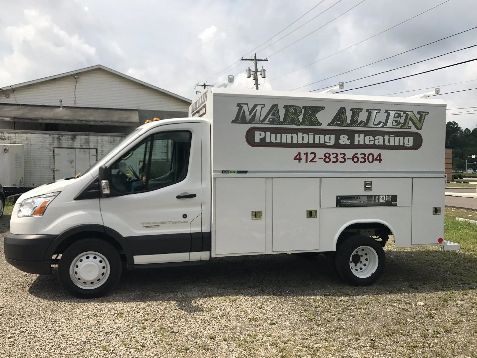 Business truck with graphic logo