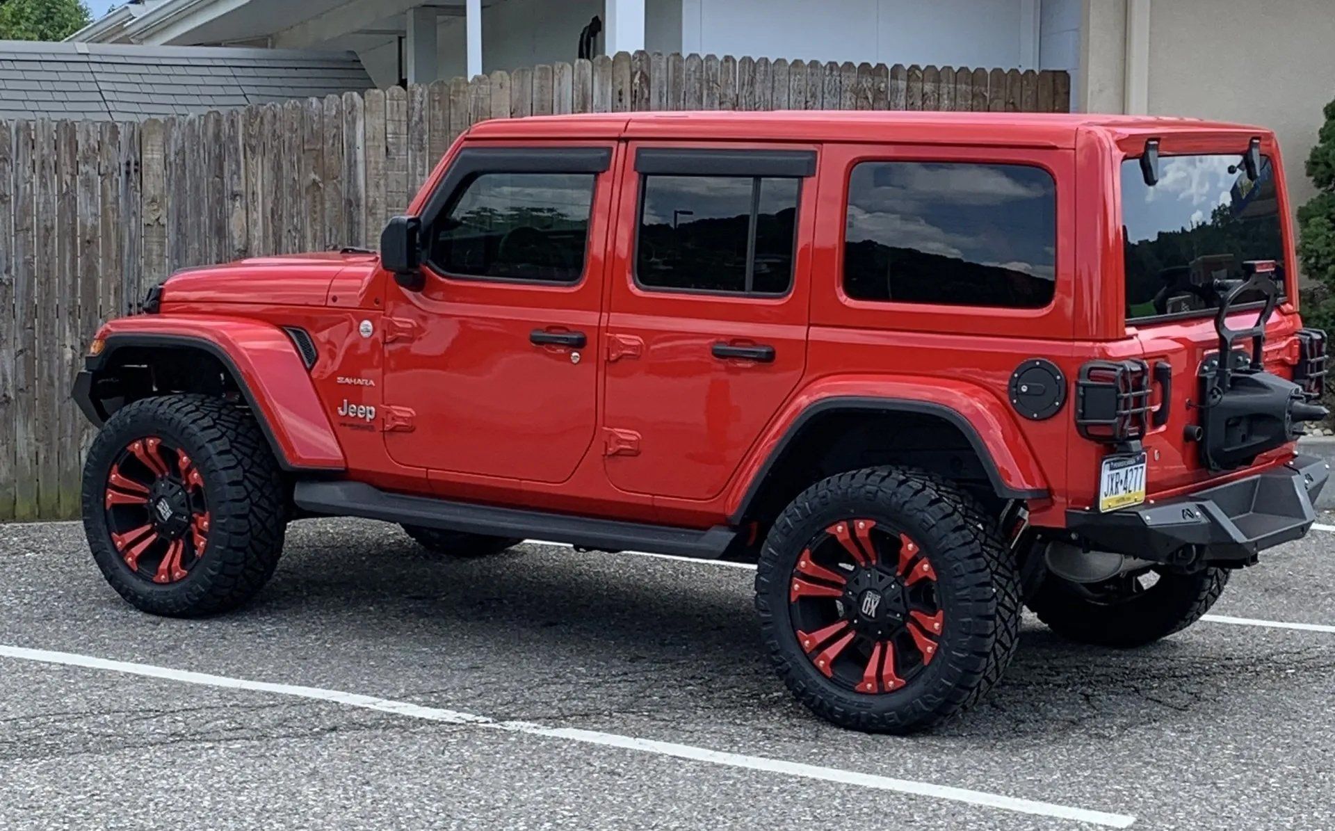 Orange colored Jeep