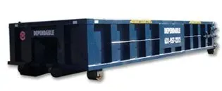Dark blue dumpster with