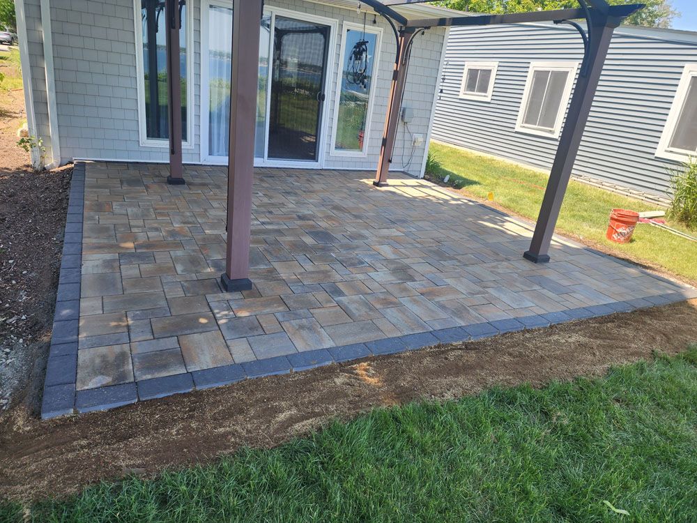 A patio with a pergola