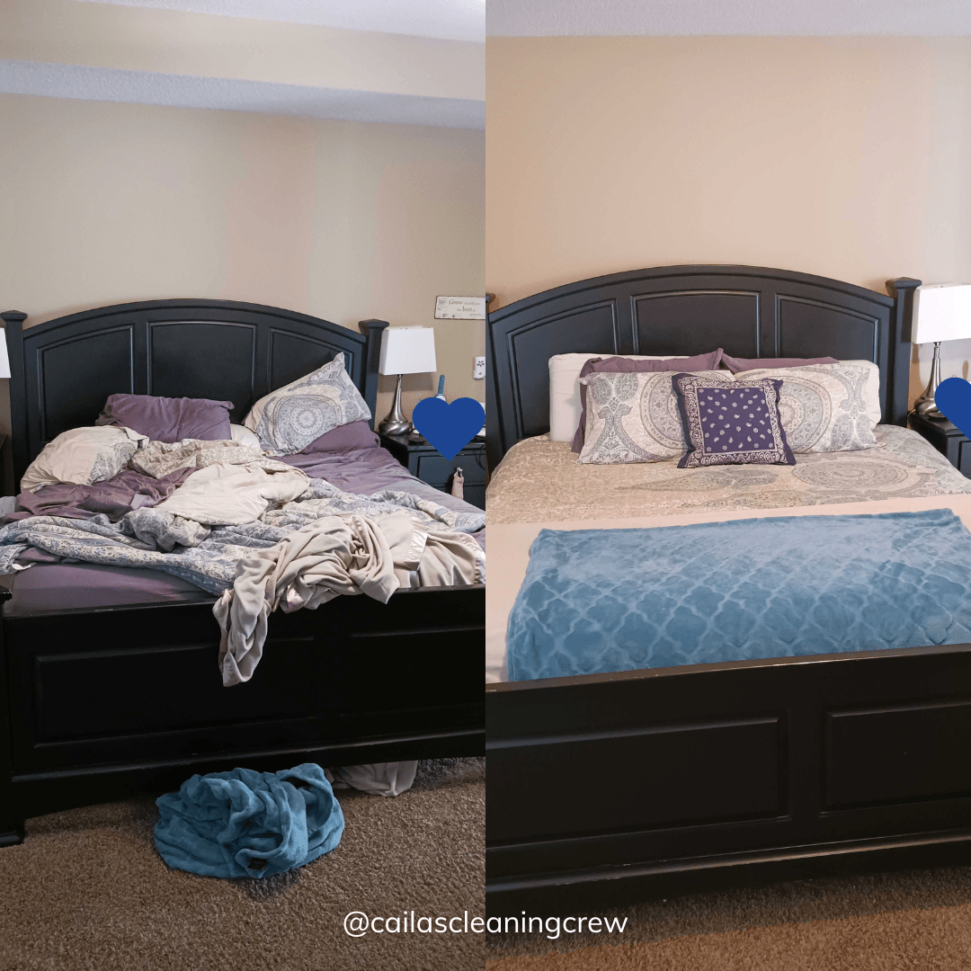 before and after bedroom cleaning
