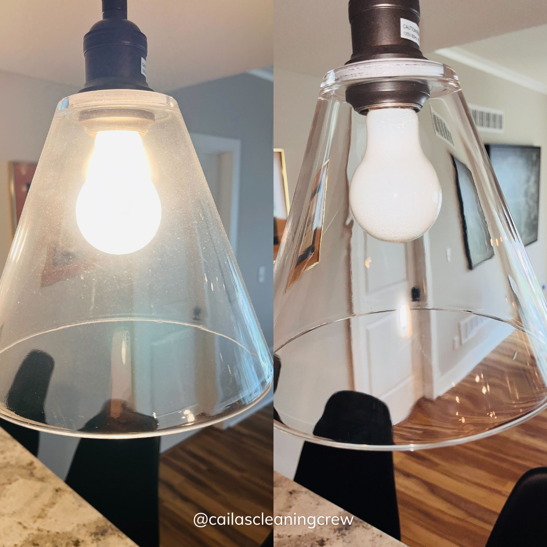 before and after dust on light