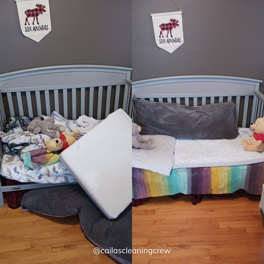 before and after image of kids mattress