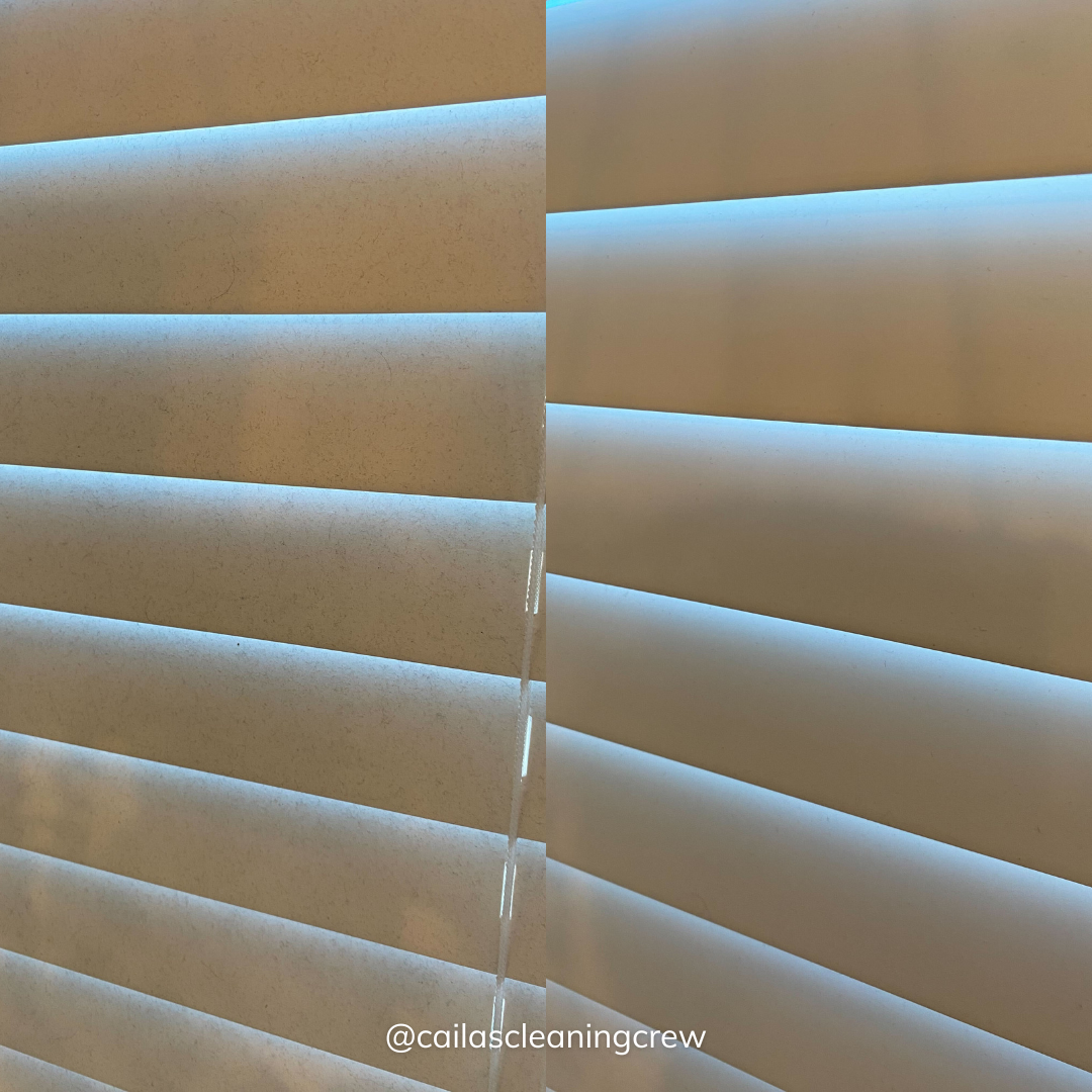 before and after image of blinds