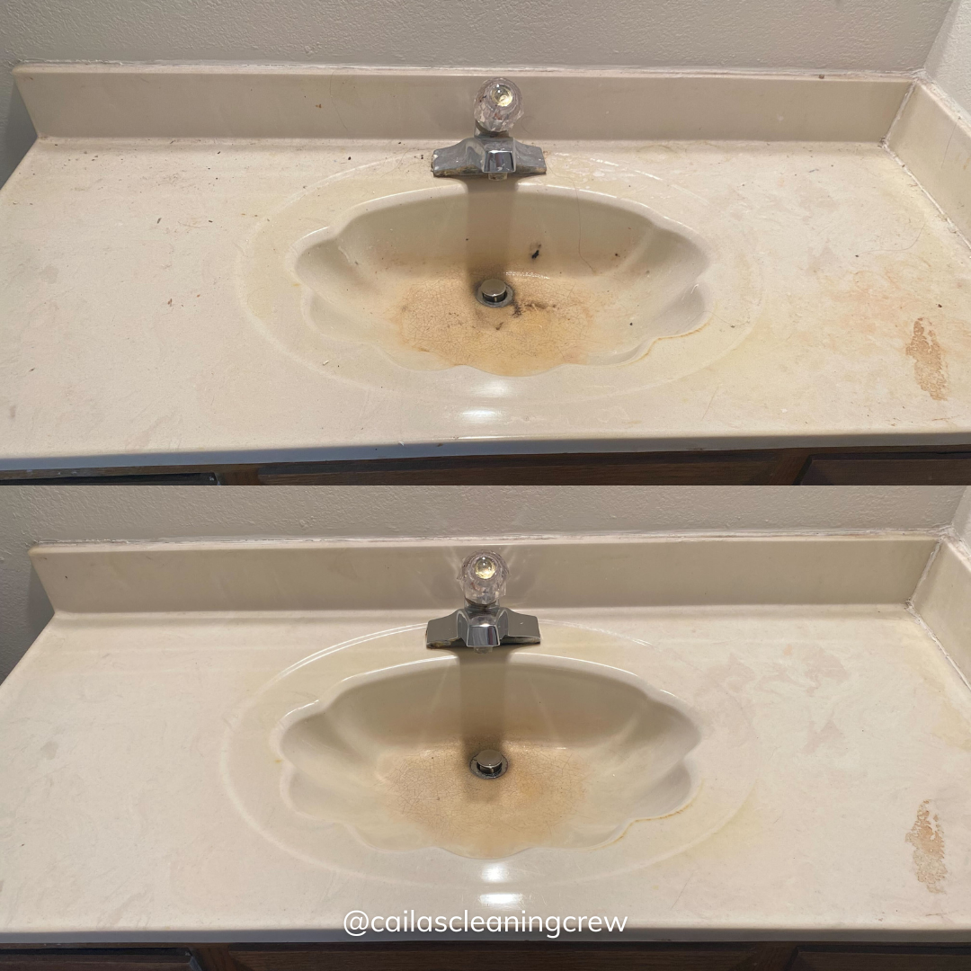 before and after image of sink