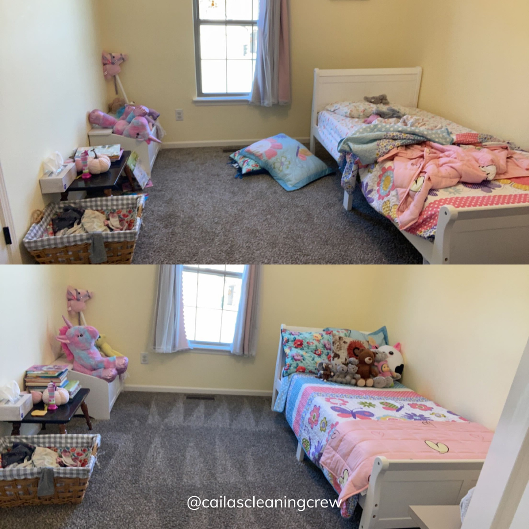 before and after image of kids bedroom