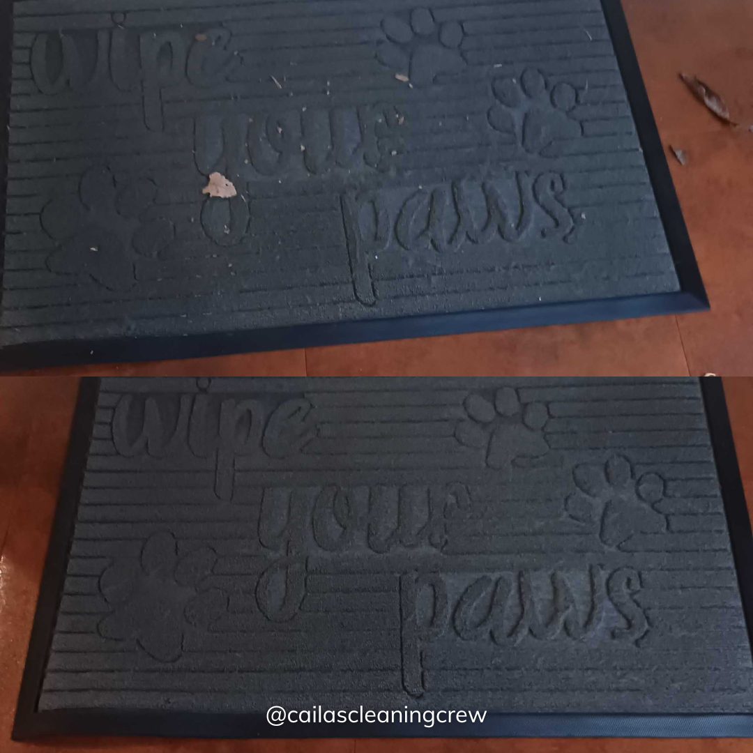 before and after photo of a door mat