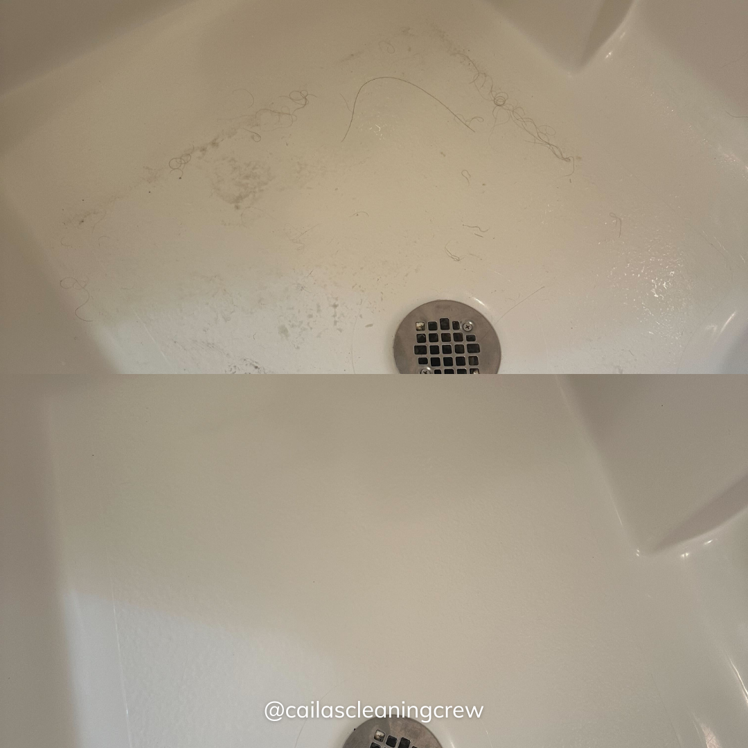 before and after photo of a shower floor