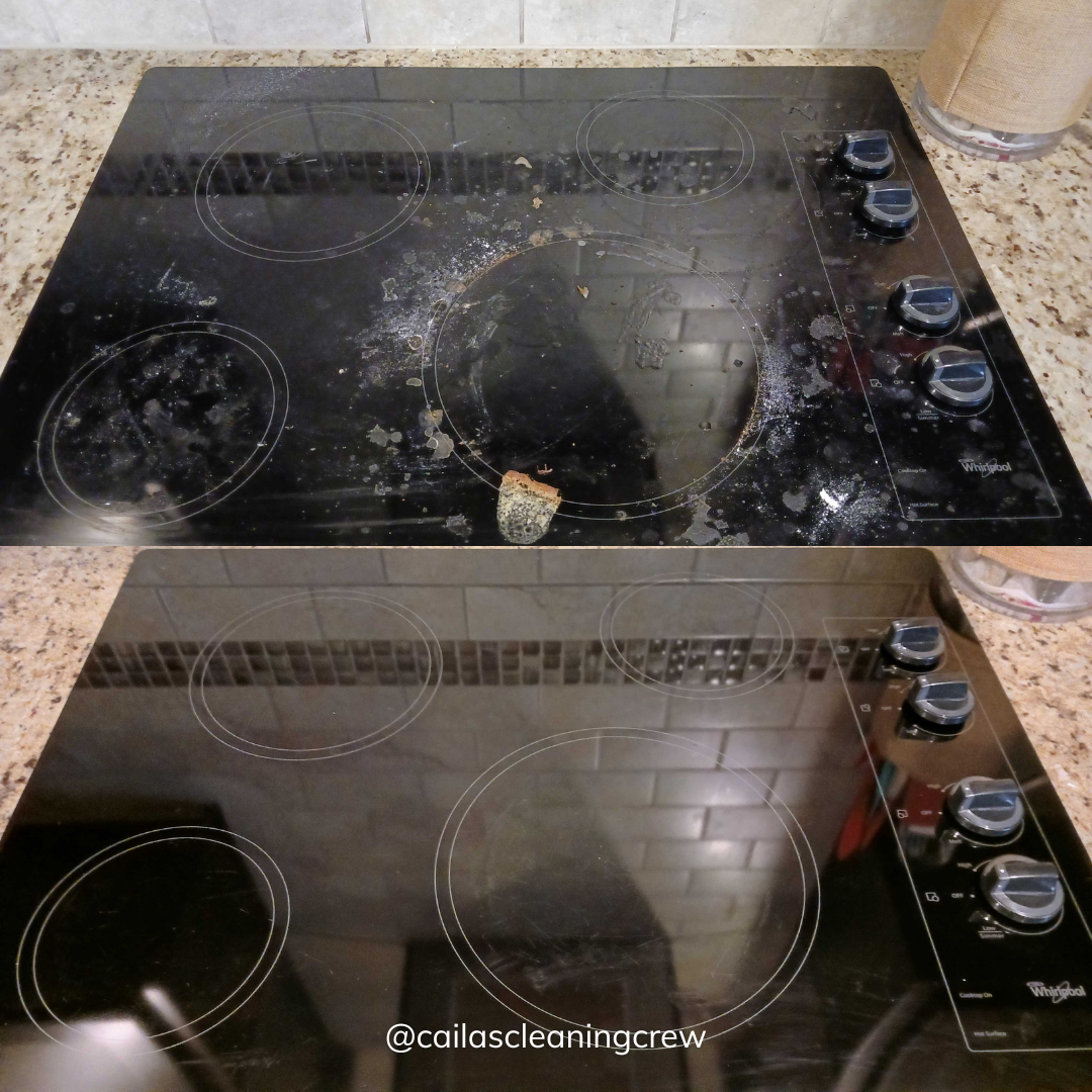 before and after photo of a stove