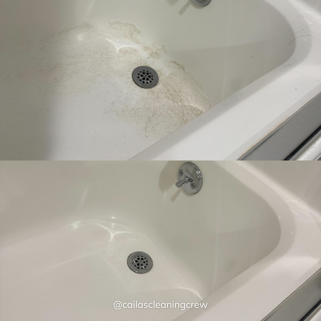 before and after photo of a tub