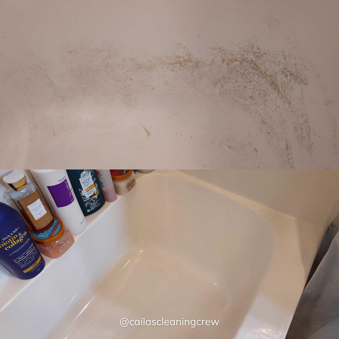 before and after photo of a tub