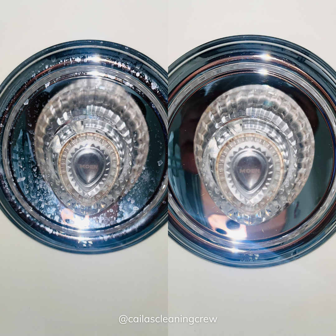 before and after photo of water spots