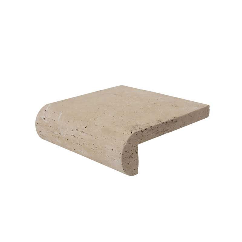 A concrete tile with a curved edge on a white background.